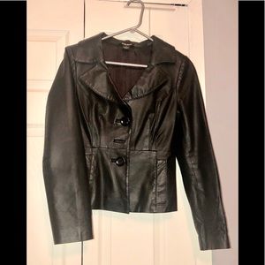 Black leather jacket by Guess